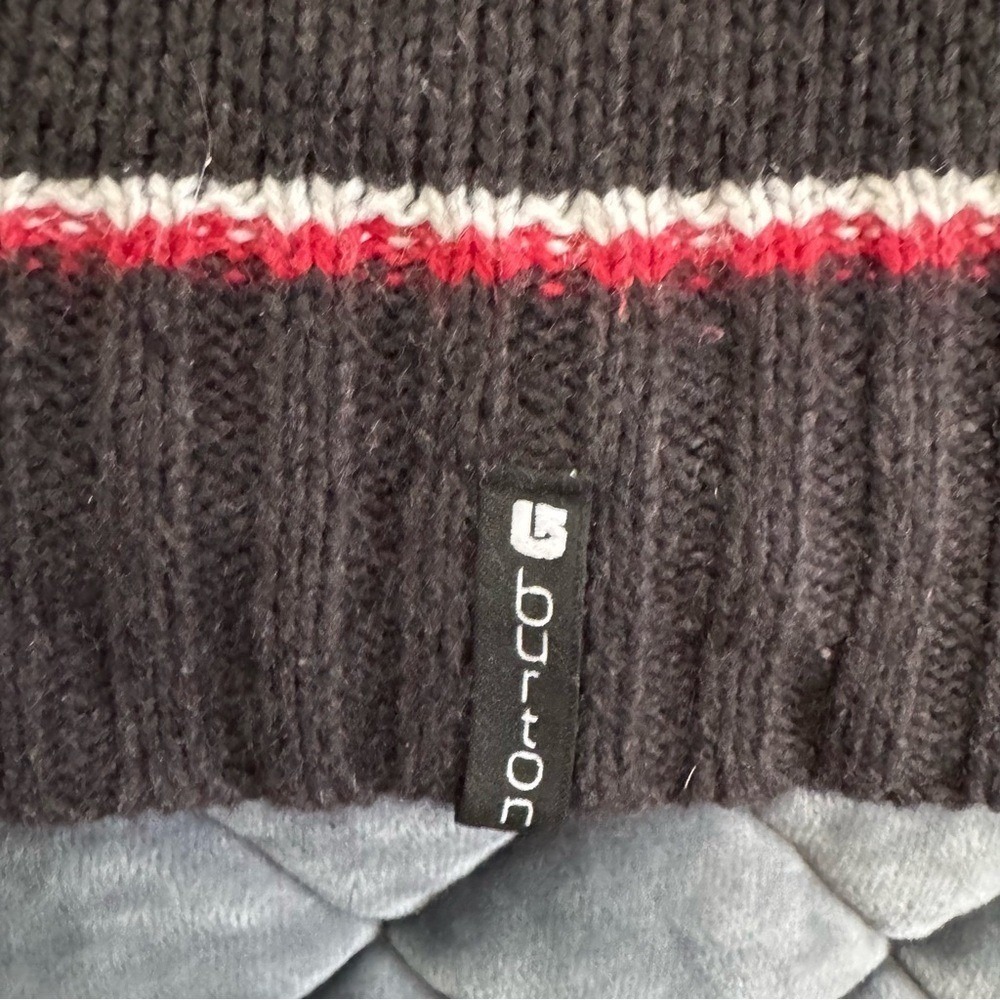 Burton Sweater Fair Isle Hooded Navy Red White Assymetrical Collar Ski Lodge XS - Picture 5 of 8